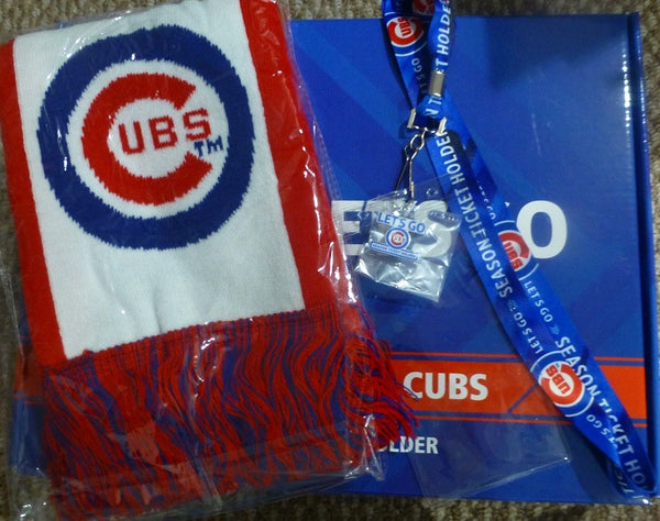 Chicago Cubs 2015 Season Ticket Holder Bundle - Scarf, Pin, Lanyard