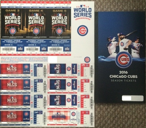 Chicago Cubs 2016 Season Ticket Book and Postseason Full Sheet NLDS NLCS World Series